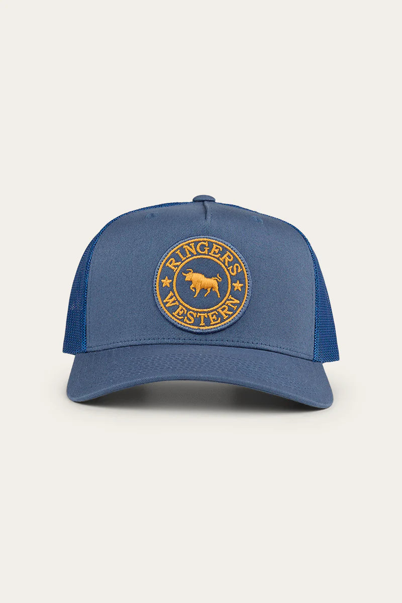 Ringers Western - Signature Bull Trucker Cap - Yale Blue/Gold