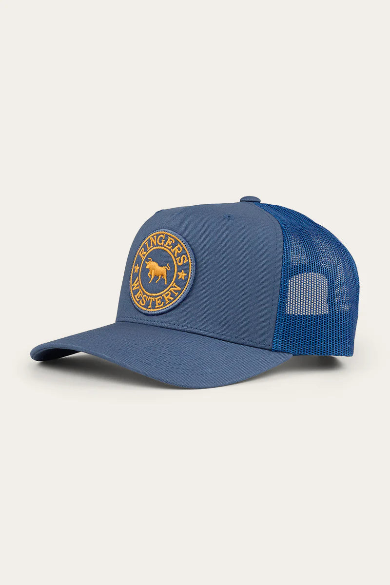 Ringers Western - Signature Bull Trucker Cap - Yale Blue/Gold