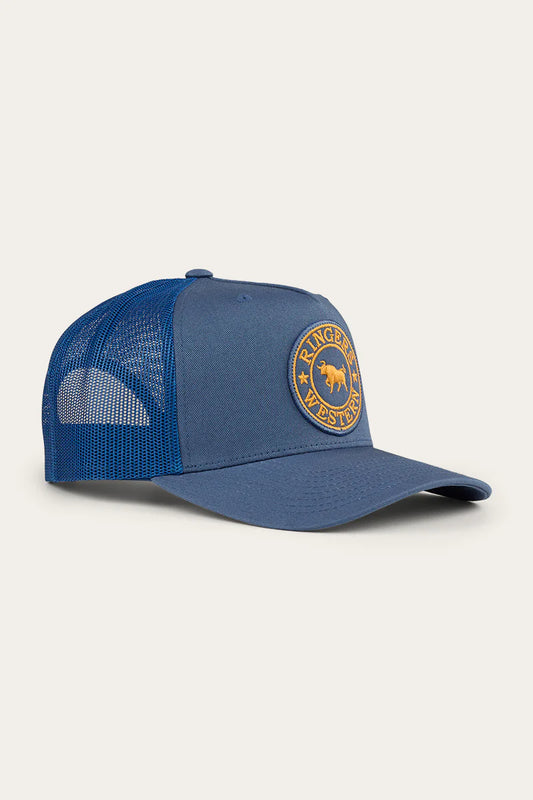 Ringers Western - Signature Bull Trucker Cap - Yale Blue/Gold