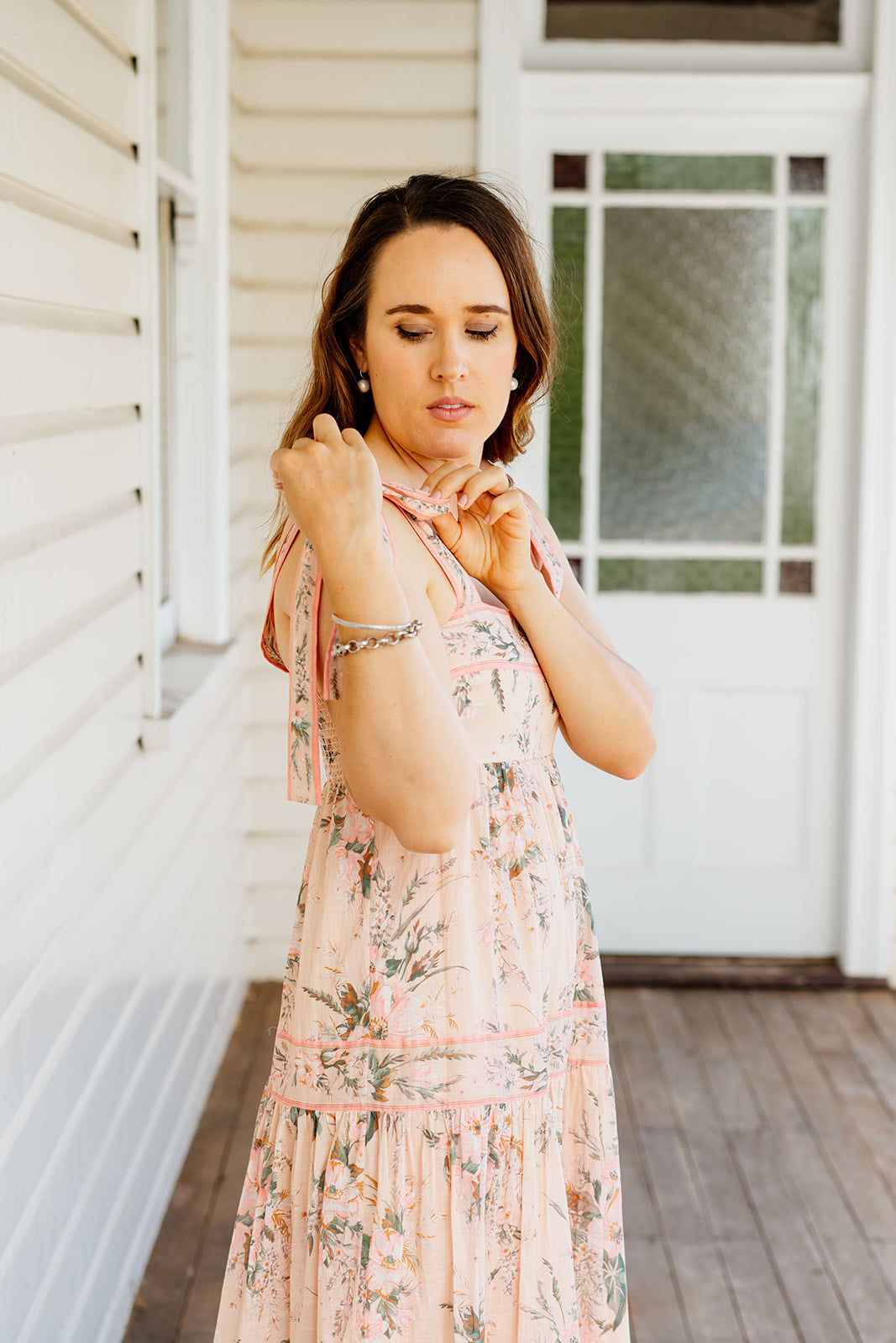 HIRE DRESS - ZIMMERMANN - MOONSHINE TIE SHOULDER MAXI DRESS