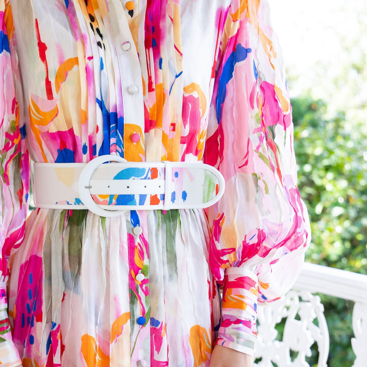 HIRE DRESS - LEO LIN - CAROUSEL SILK LINEN MIDI DRESS