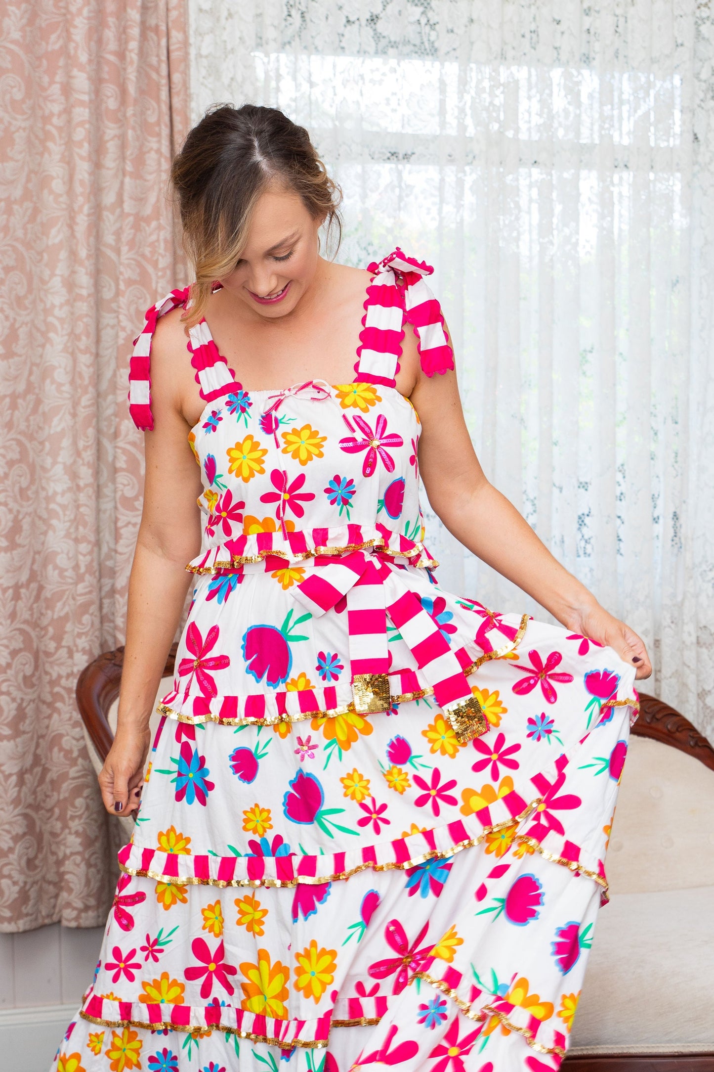HIRE DRESS - BONITA - LUCIANA SCALLOPPED MAXI DRESS