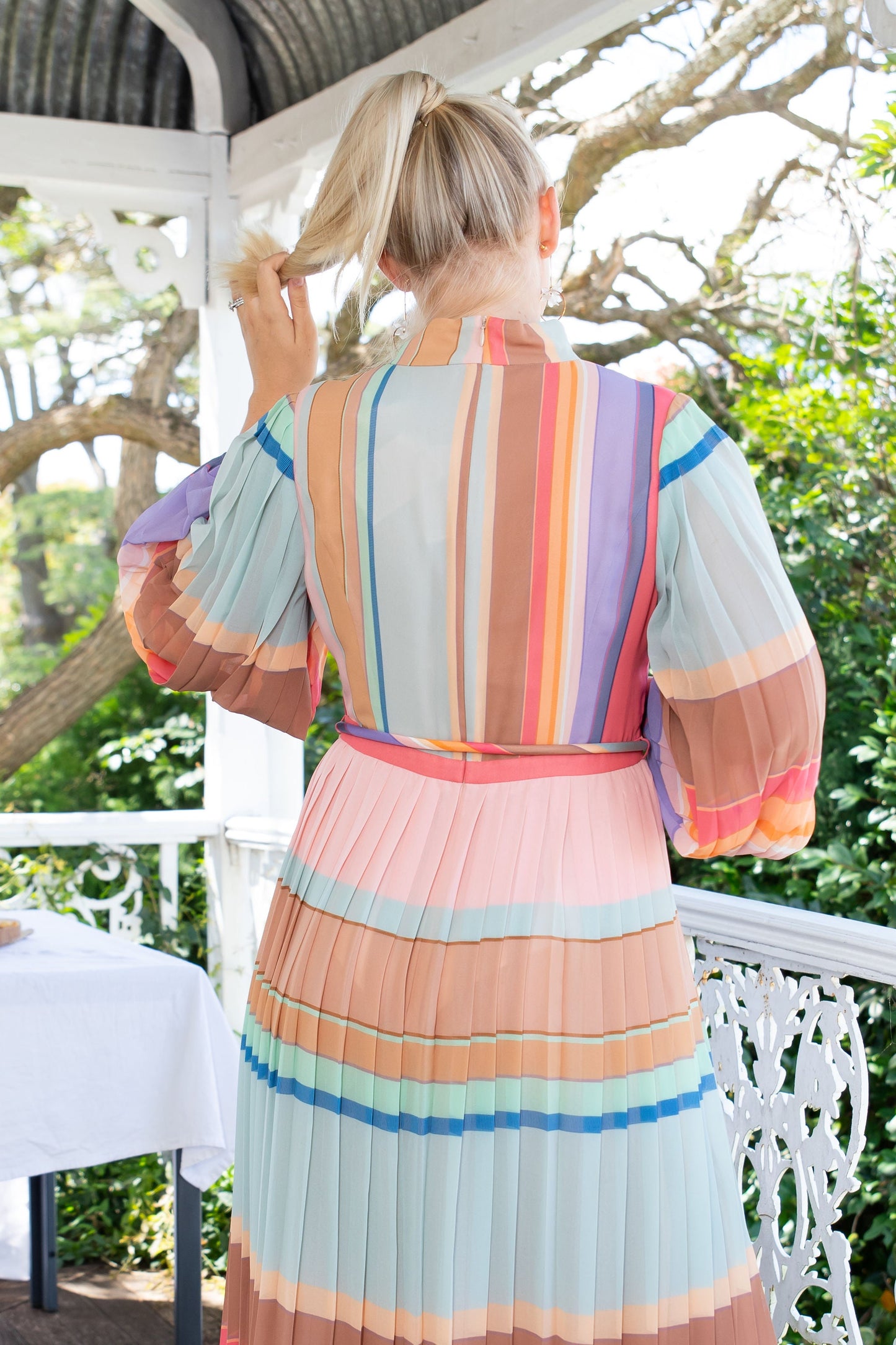 HIRE DRESS - ZIMMERMANN - PLEATED RAINBOW MIDI DRESS