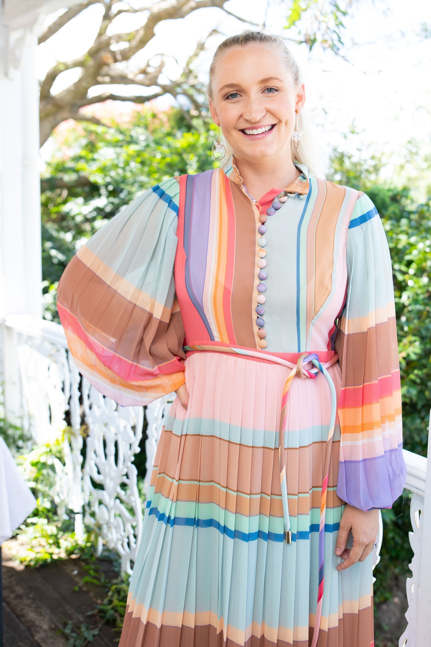 HIRE DRESS - ZIMMERMANN - PLEATED RAINBOW MIDI DRESS