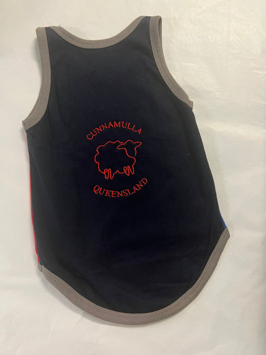 Shearing Singlet  - Cunnamulla Embroidery - Childrens Red, Blue & Navy