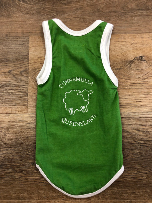 Shearing Singlet  - Cunnamulla Embroidery - Green
