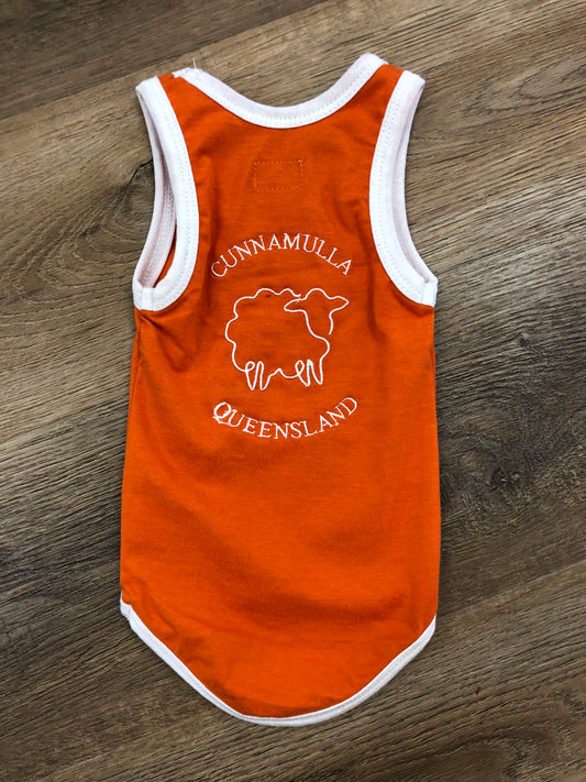 Shearing Singlet  - Cunnamulla Embroidery - Orange