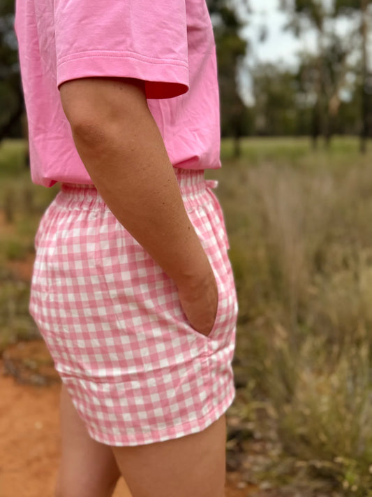 Dusty Wattle - Elsie Cotton Short - Pink/White Check