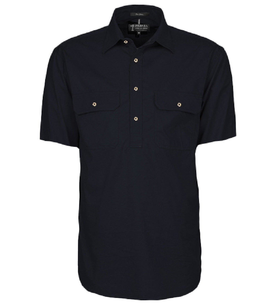 Pilbara - Mens Closed Front Work Shirt Short Sleeve - Black