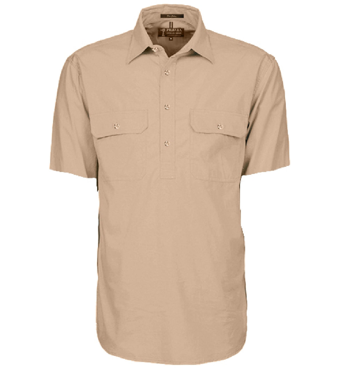 Pilbara - Mens Closed Front Work Shirt Short Sleeve - Clay