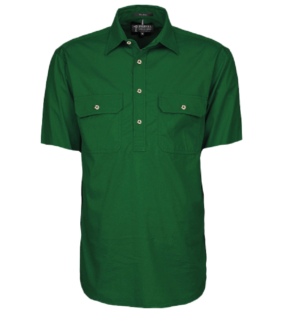 Pilbara - Mens Closed Front Work Shirt Short Sleeve - Green