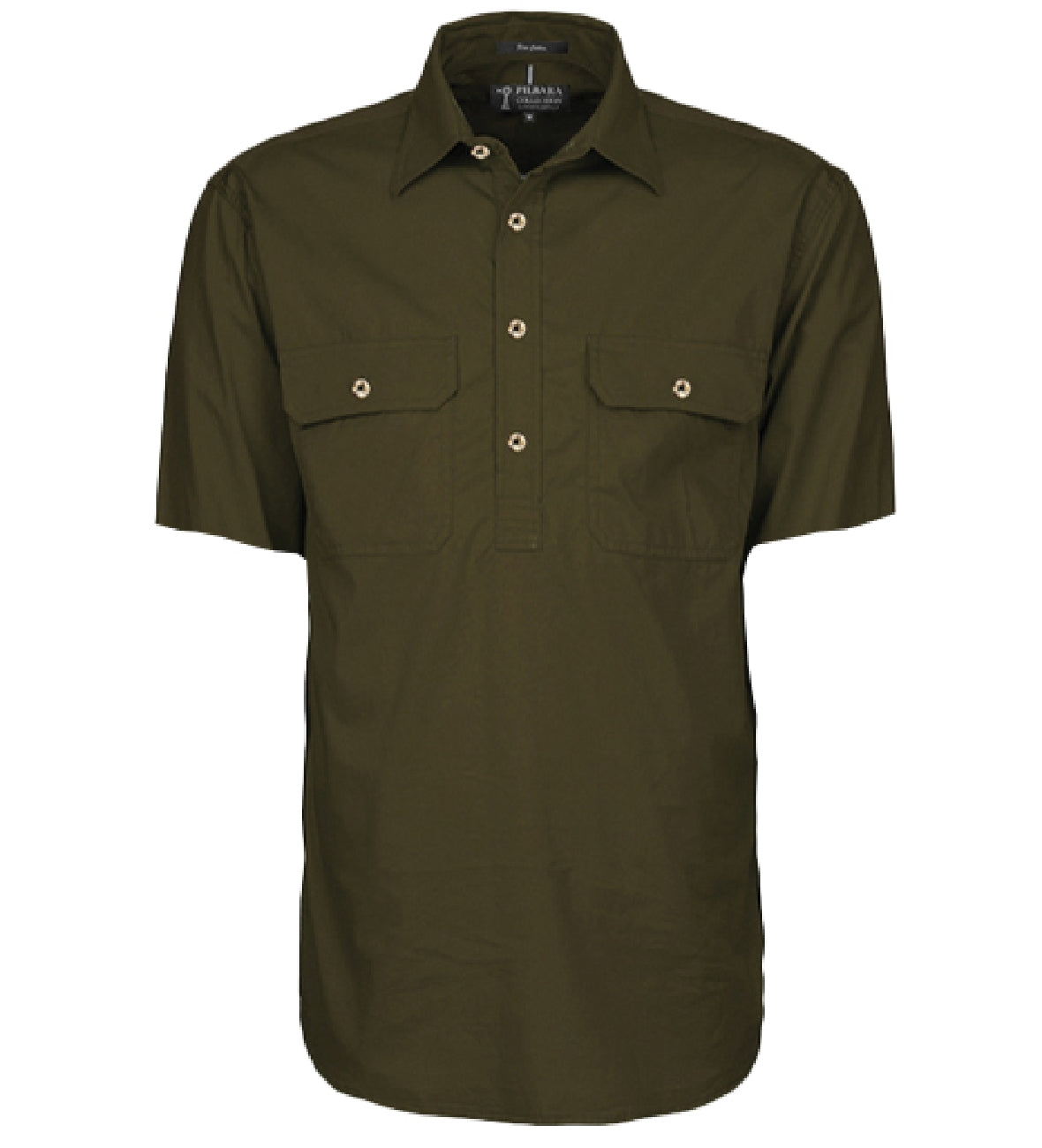 Pilbara - Mens Closed Front Work Shirt Short Sleeve - Olive