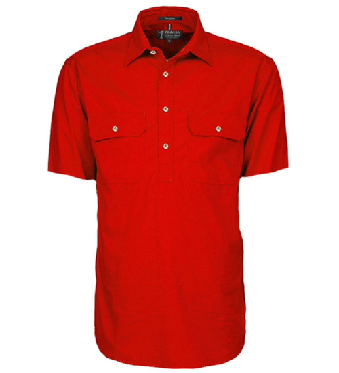 Pilbara - Mens Closed Front Work Shirt Short Sleeve - Red