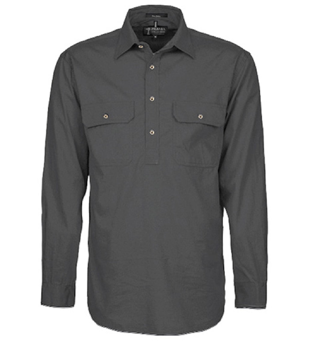Pilbara - Mens Closed Front Work Shirt - Charcoal