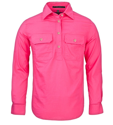 Pilbara - Ladies Closed Front Work Shirt - Hot Pink