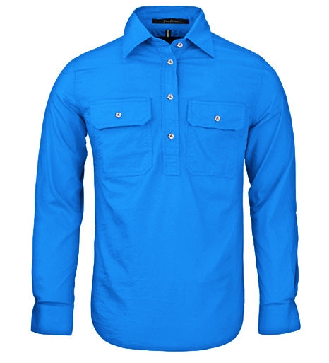 Pilbara - Womens Closed Front Work Shirt - Light Blue