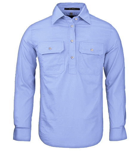 Pilbara - Womens Closed Front Work Shirt - Pale Blue