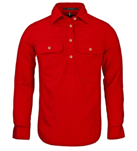 Pilbara - Womens Closed Front Work Shirt - Red