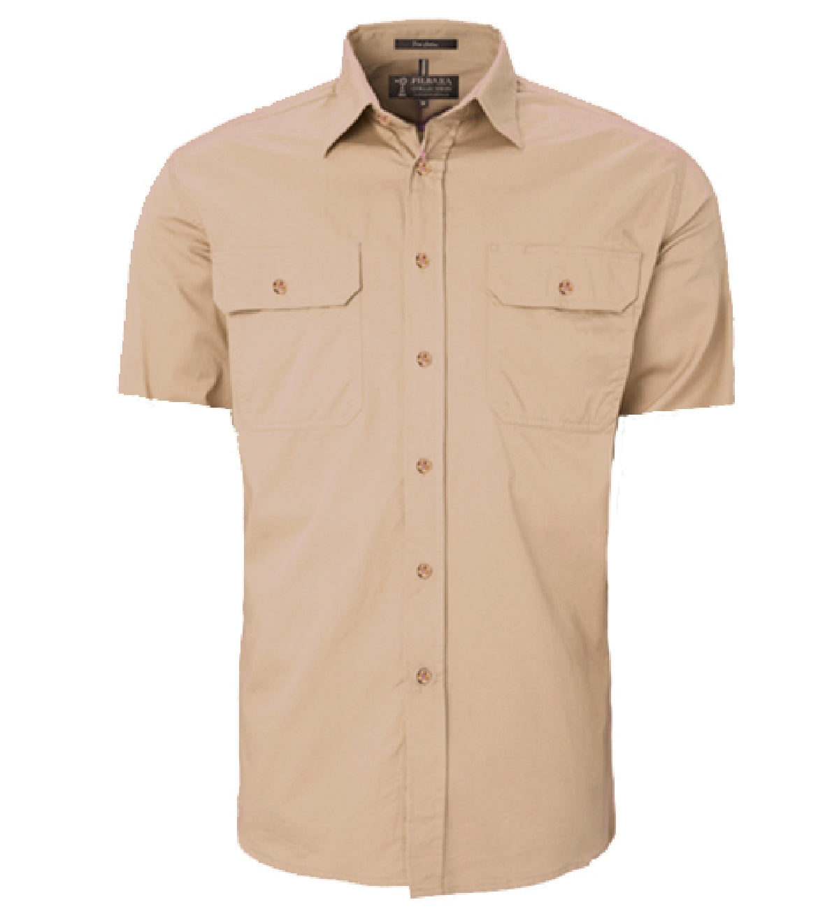 Pilbara - Mens Open Front Work Shirt Short Sleeve - Clay