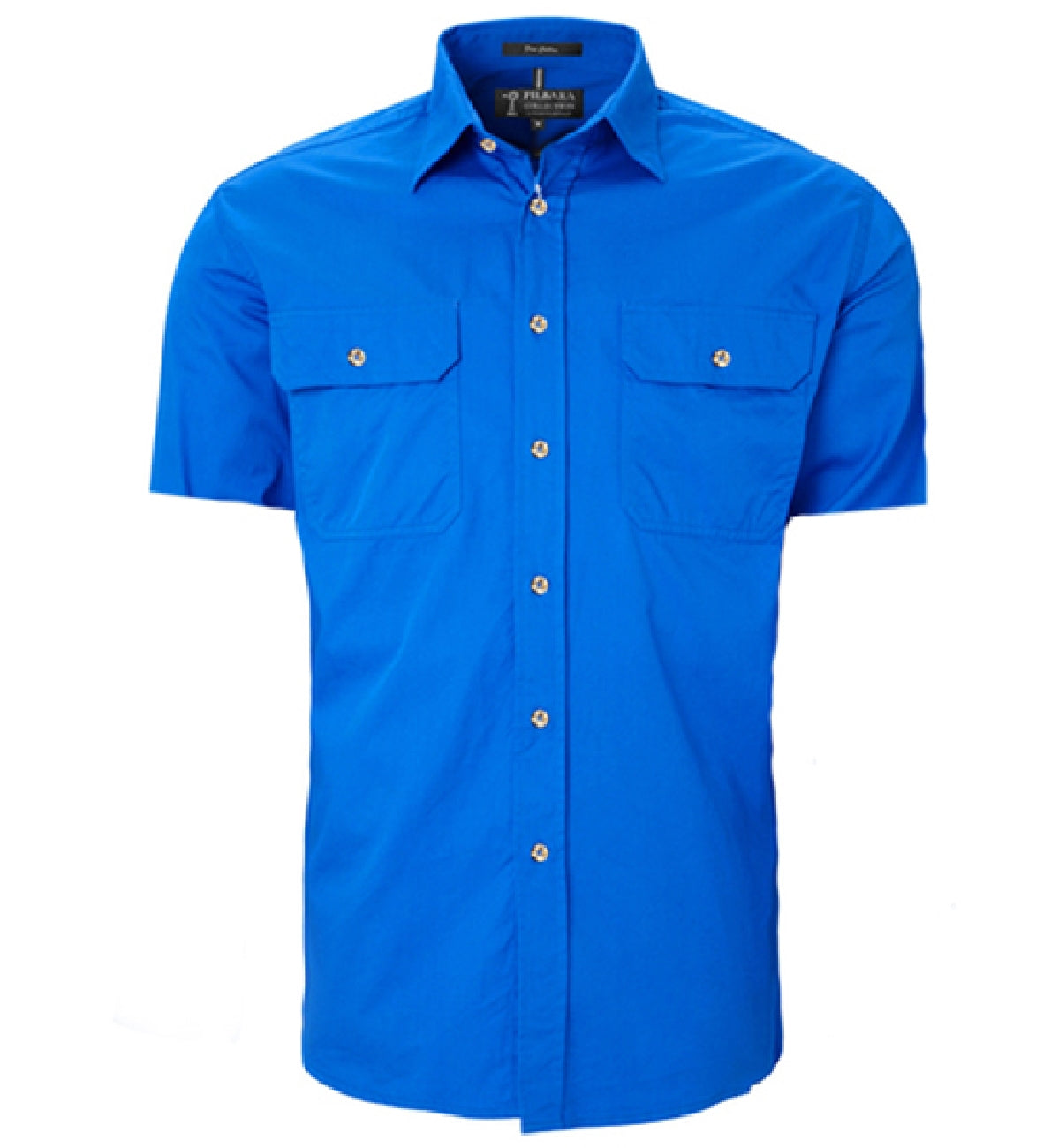 Pilbara - Mens Open Front Work Shirt Short Sleeve - Cobalt Blue