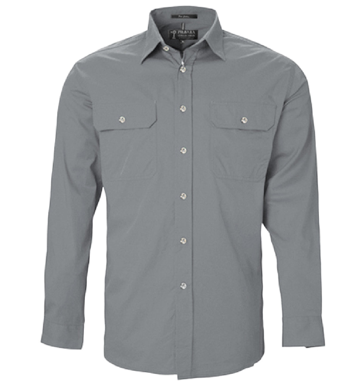 Pilbara - Mens Open Front Work Shirt - Silver