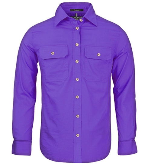 Pilbara - Women's Pilbara Open Front L/S Shirt - Purple