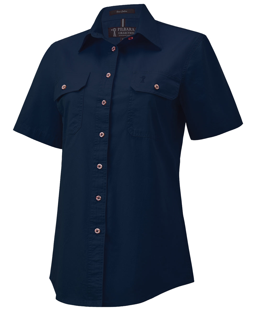 Pilbara - Women's Open Front S/S Shirt - French Navy