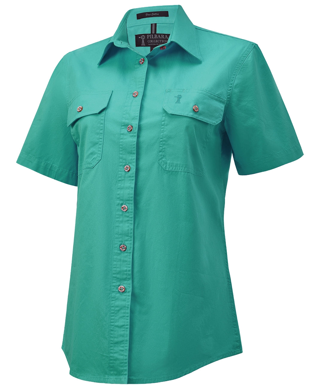 Pilbara - Women's Open Front S/S Shirt - Jade