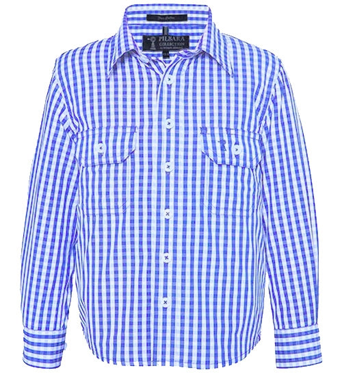 Pilbara - Childrens Open Front Shirt - Blue Check