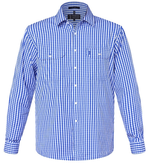 Pilbara - Mens Open Front Shirt - Blue Check