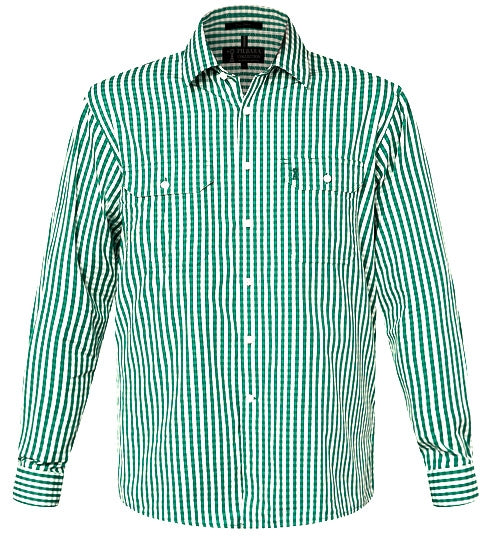 Pilbara - Mens Open Front Shirt - Green Check