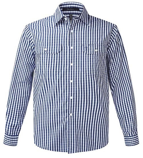 Pilbara - Mens Open Front Shirt - Navy Check