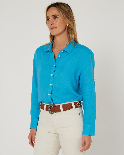 Pilbara - Womens Florence Classic Linen Long Sleeve Shirt - Atoll