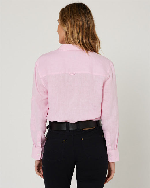 Pilbara - Womens Florence Classic Linen Long Sleeve Shirt - Pink
