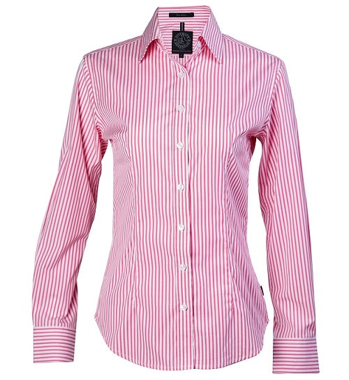 Pilbara - Ladies Open Front Shirt - Pink Stripes