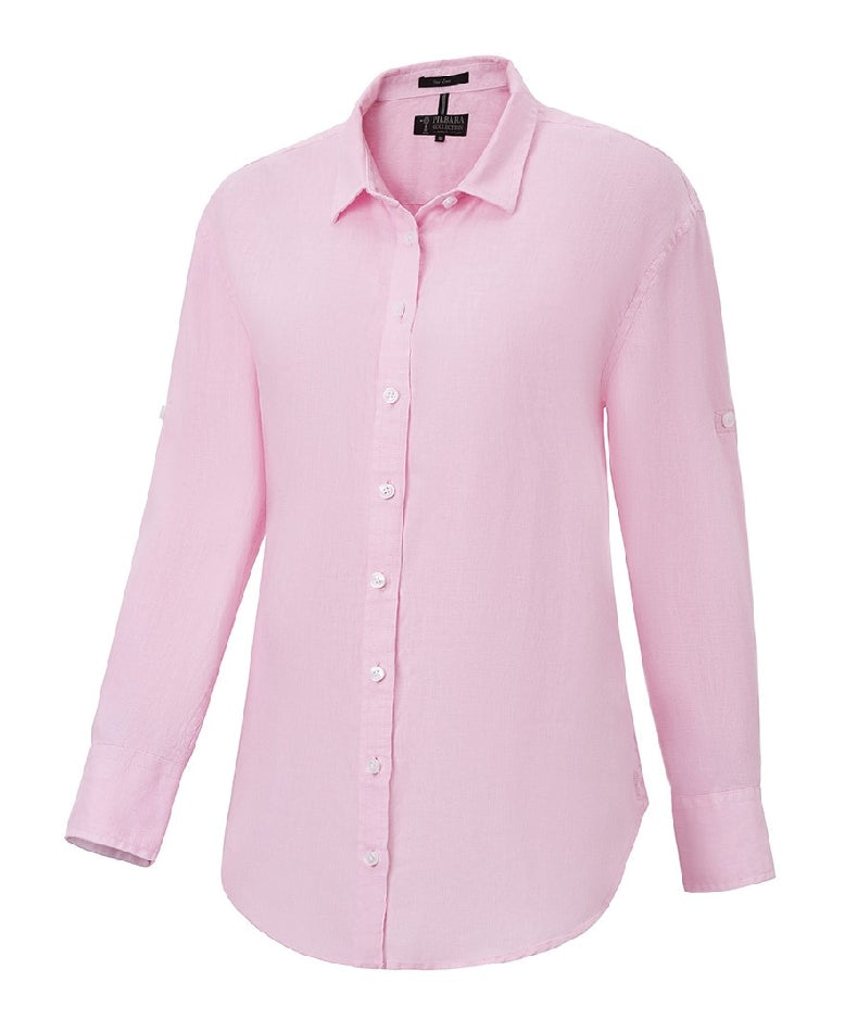 Pilbara - Womens Florence Classic Linen Long Sleeve Shirt - Pink