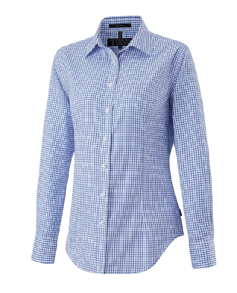 Pilbara - Ladies Open Front Shirt - Blue-White