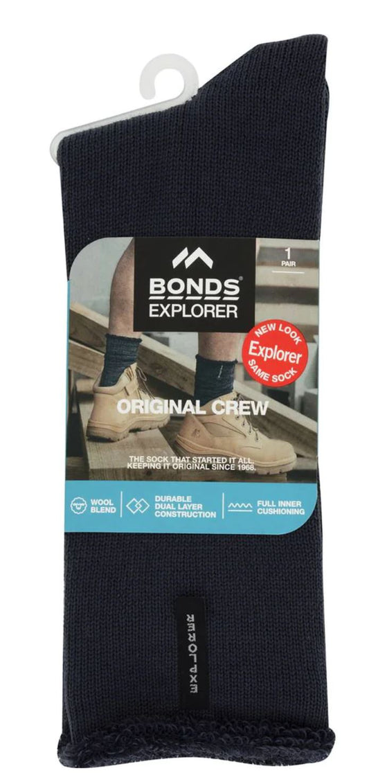 Bonds - Mens Explorer Tough Work Socks - Wool Blend - 1 Pair
