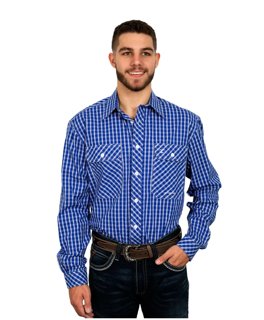 Just Country - Mens Austin Full Button - Navy Blue Check