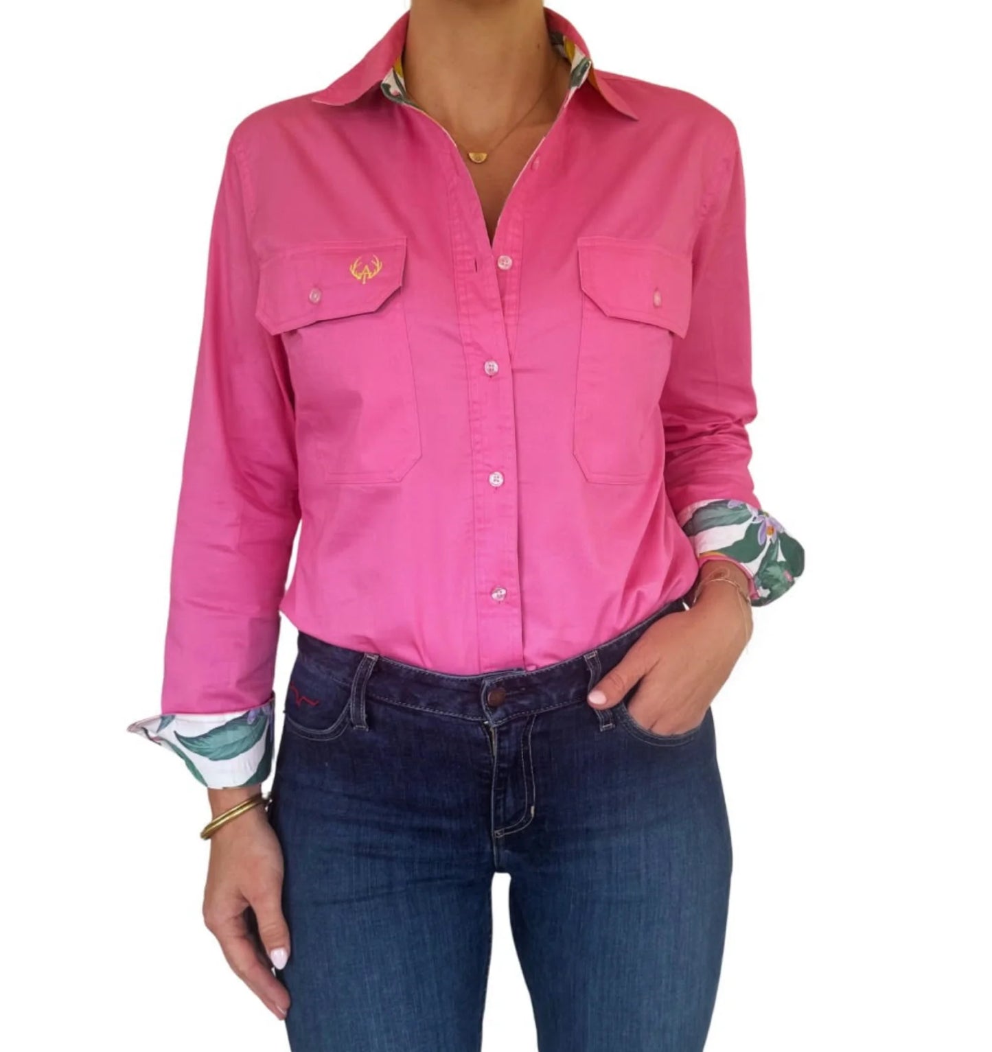 Antola - Holly Full Button Workshirt - Lemon Trim