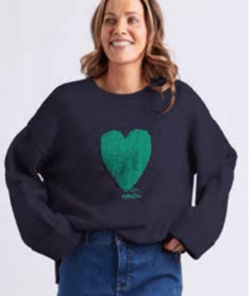 COMING SOON - Elm Lifestyle - Intersia Heart Knit- Navy