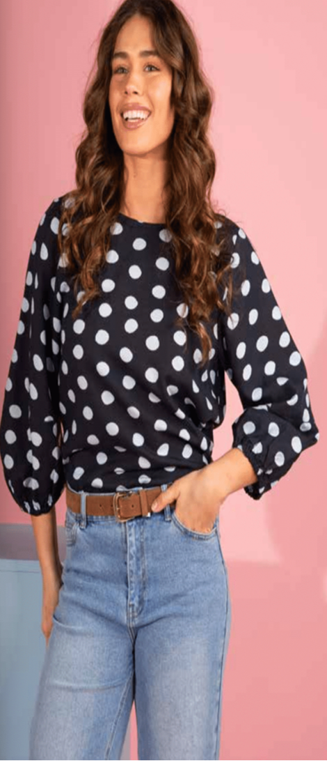 COMING SOON - Elm Lifestyle - Dotty Top - Black/White Spot
