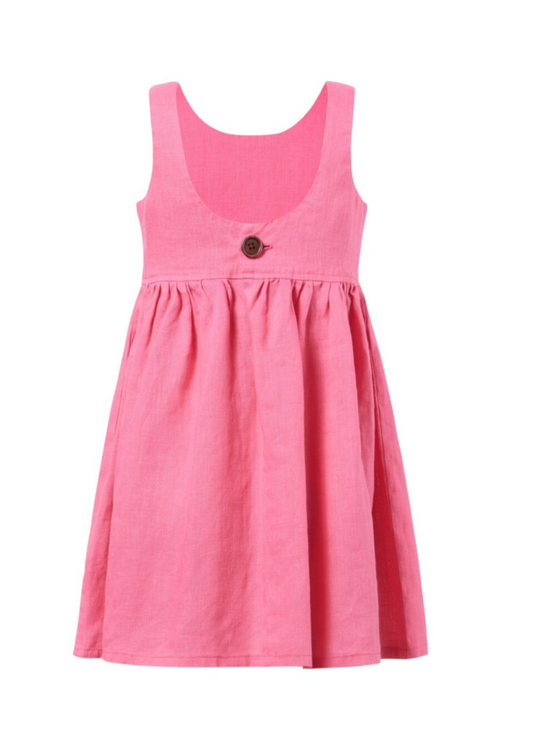 Pilbara - Girl's Zoe Linen Sundress - Lipstick