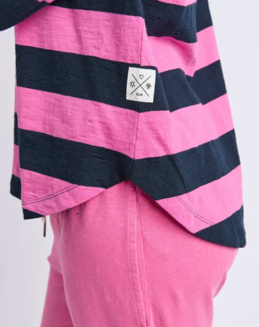 Elm Lifestyle - Sprtitz Stripe L/S Tee - Hot Pink/Navy