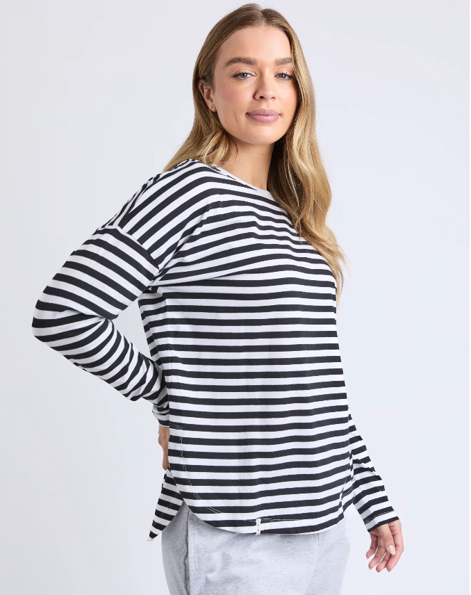 Elm Lifestyle - Lauren L/S Tee - Black/White Stripe