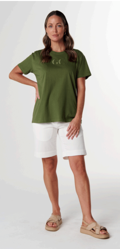 Goondiwindi Cotton - GC logo Embroidered Tee - Cedar Green