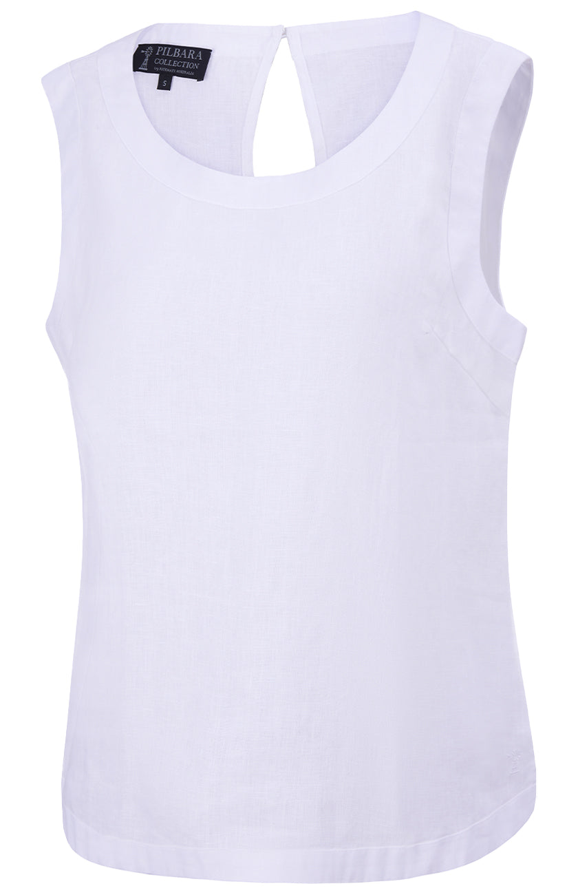 Pilbara - Women's Gabriella Linen Singlet - White