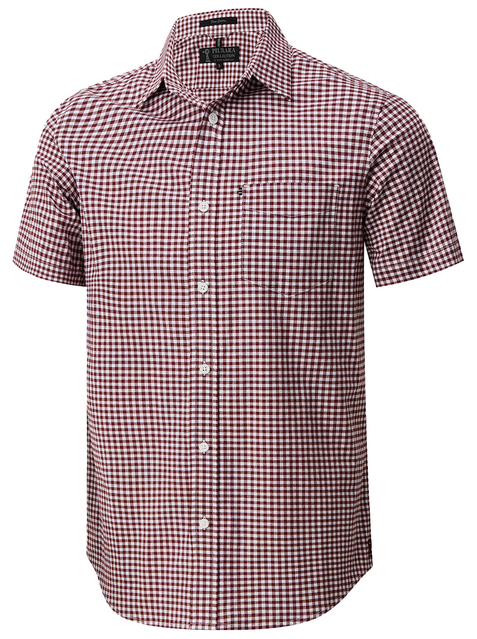 Pilbara - Mens Short Sleeve Gingham Shirt - Ochre/White Check