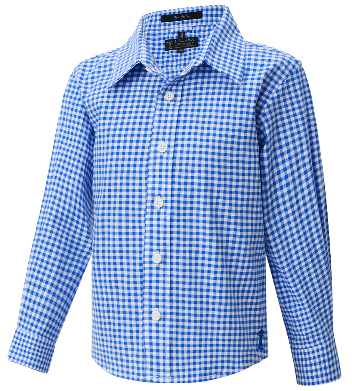 Pilbara - Children's L/S Gingham Shirt - Blue/White