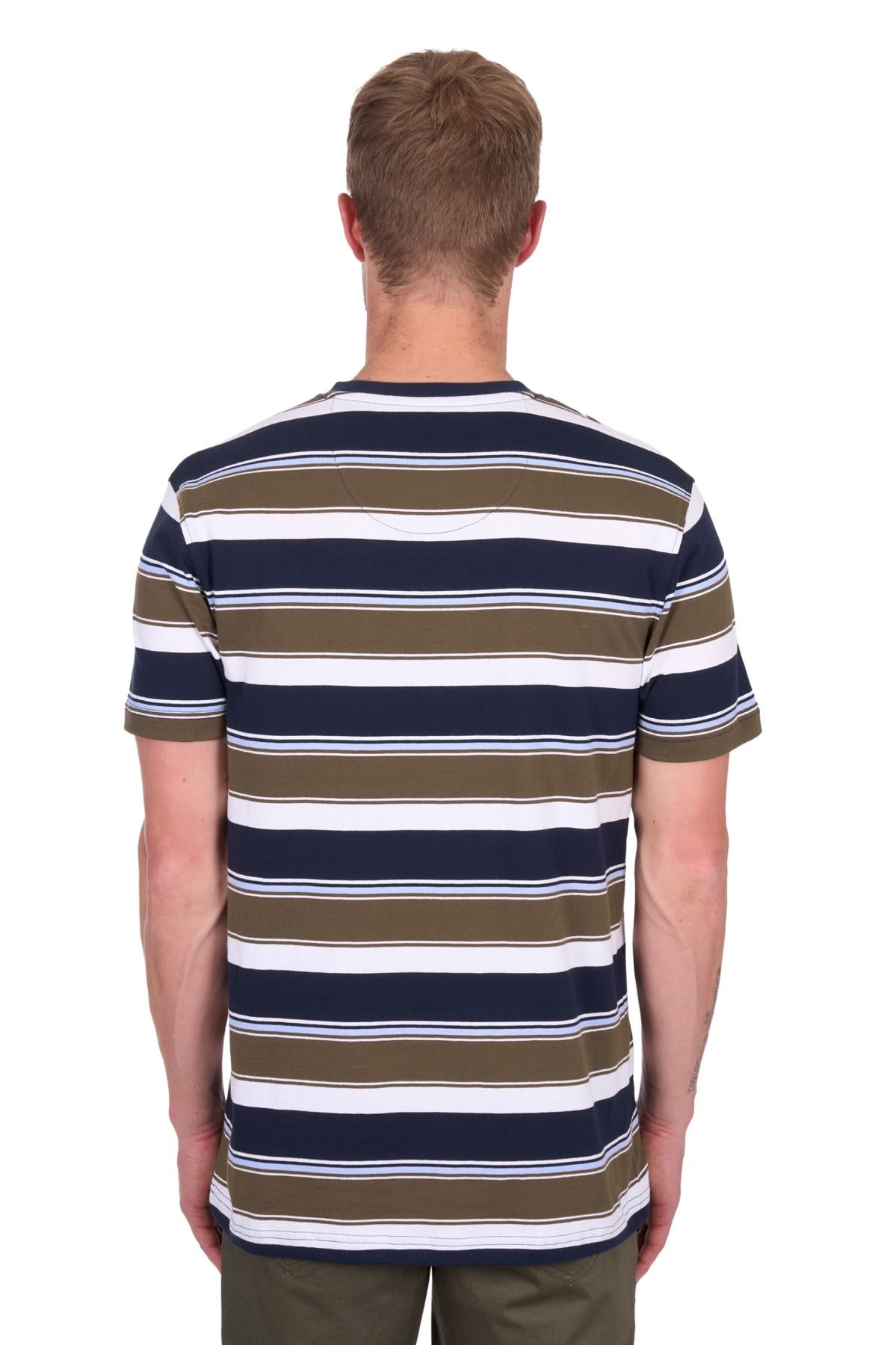 Thomas Cook - Keith Stripe One Pocket Short Sleeve Tee - Navy / Dark Tan